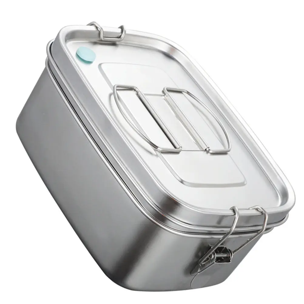 1Pcs Stainless Steel Double Layer Bento Box Leakproof Silicone Seal Round Edge Lunch Food Container Bento Box Food Container