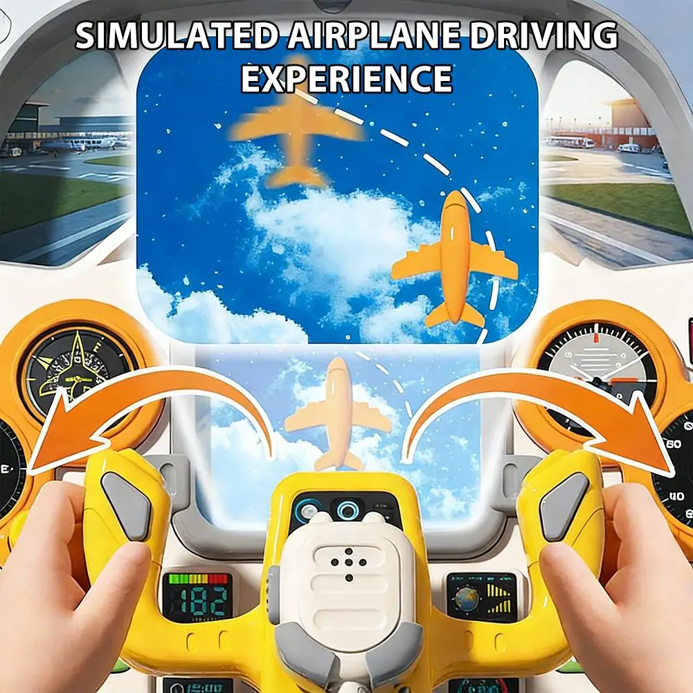 Simulation Airplane Cockpit Panel Light & Sound Early Educational Toy For Kids Fine Motor Skills& Hand-Eye Coordination Training