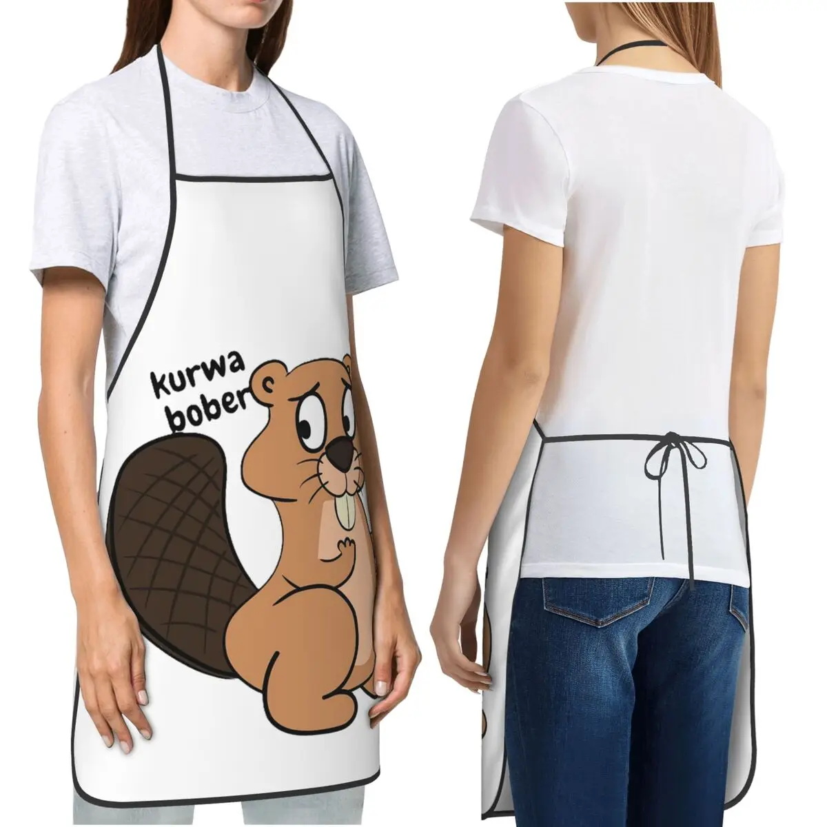 

Фартуки Bober Bbr Beaver для шеф-повара, кулинарии, кухни, Tablier, водонепроницаемый нагрудник, кухонный сарафан для чистки для женщин и мужчин, живопись