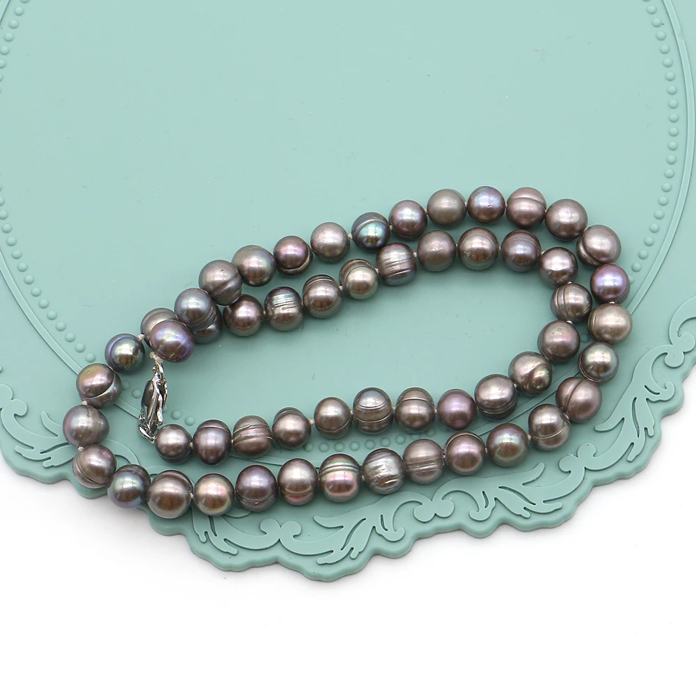 Personalized Natural Threaded Round Iridescent Baroque Pearl Lobster Clasp Necklace Jewelry Matching Outfits for Banquets Gifts