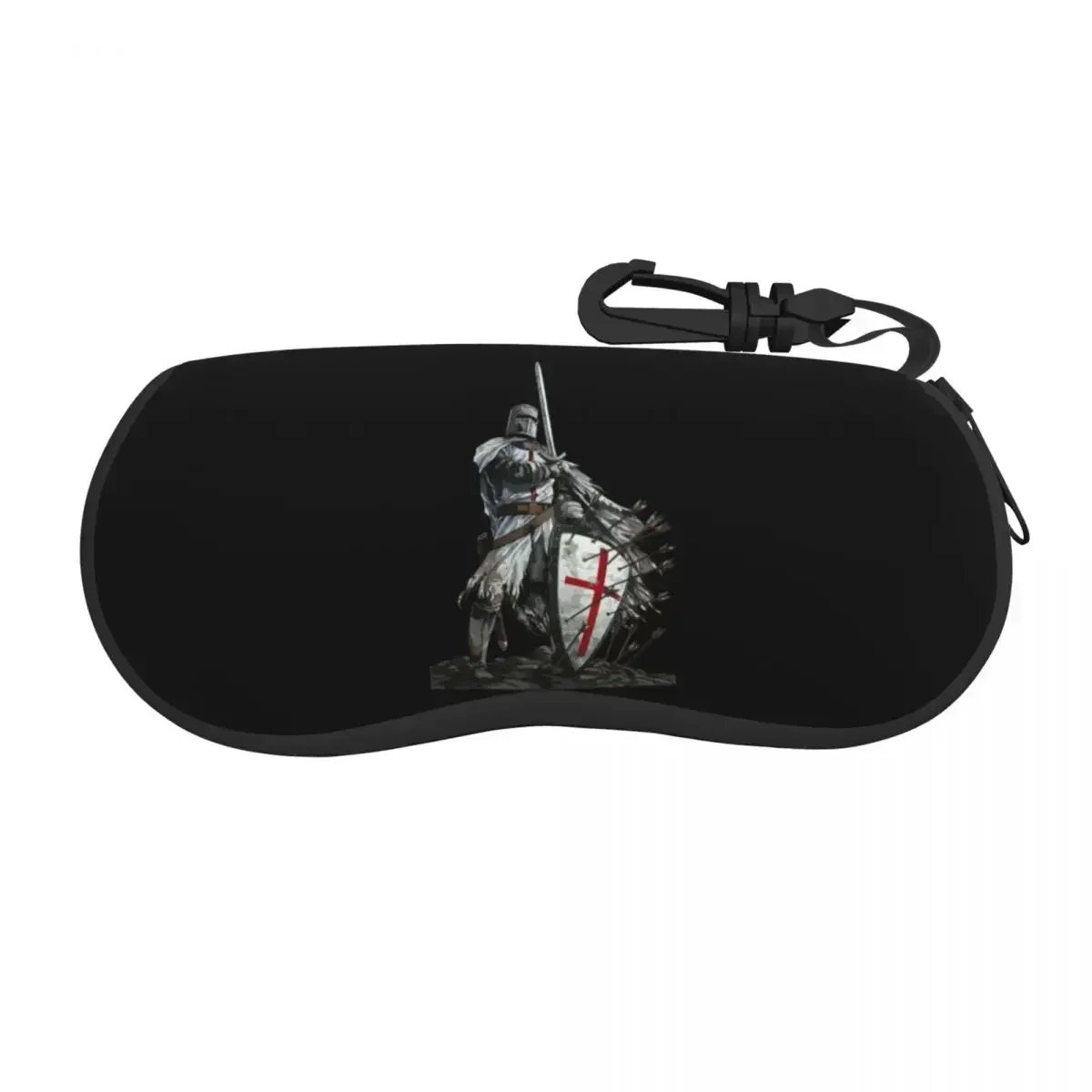 Knights Templar Warrior Glasses Case Medieval Templar Shield Eyewear Storage Box Portable Anti-Pressure Sunglasses Case Pouch