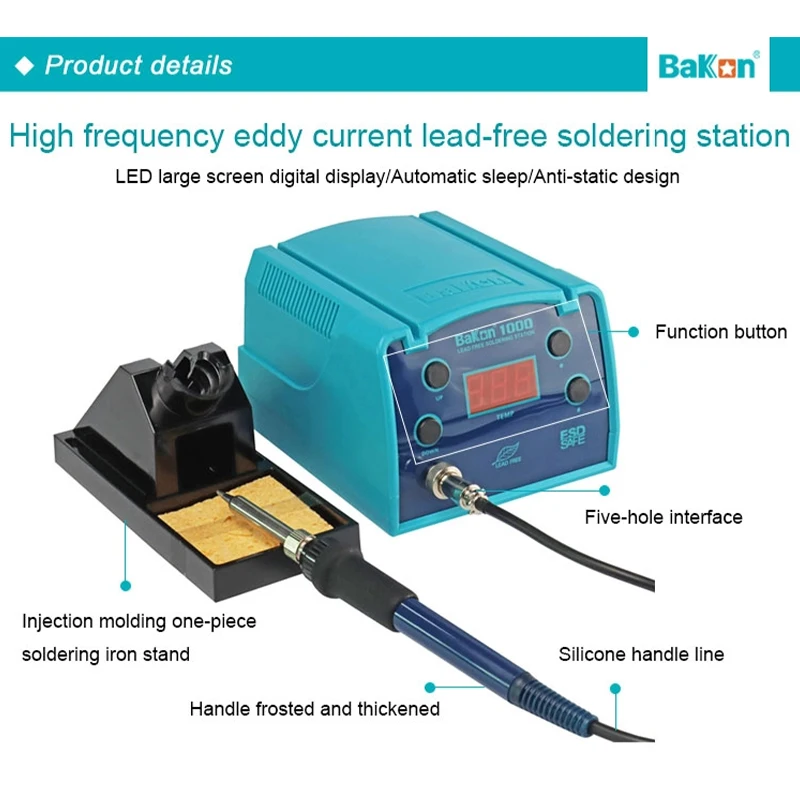 Bakon BK1000 90W High Frequency Hot Air Soldering Station Digital Constant Temp Welding Iron Kit for Electronic PCB Repair