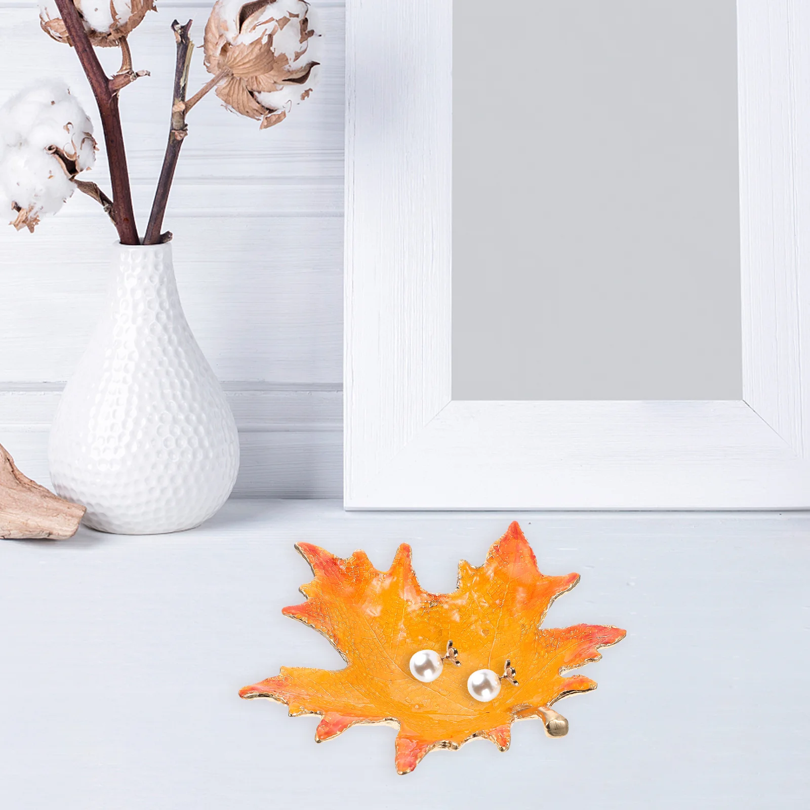 Maple Leaf Shape Jewelry Tray Decorative Jewelry Holder Desktop Storage Plate Durable Desktop Decor Storage Plate