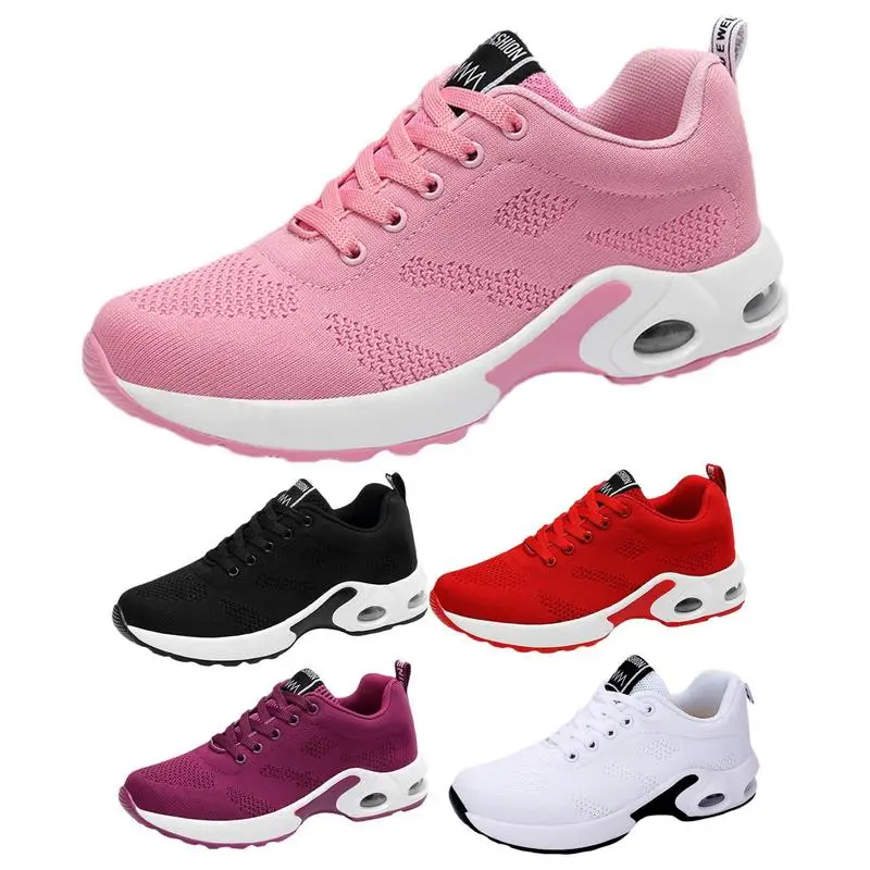 Women's Training Shoes Lace Up Women Air Cushion Running Shoes Breathable Training Shoes Tennis Shoes Outdoor Sports Footwear