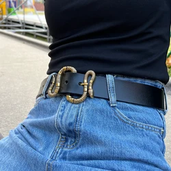 High-end luxury brands elegant Women's leather belt female Snake Wide belt for Women goth corset cummerbund Punk Mens belts