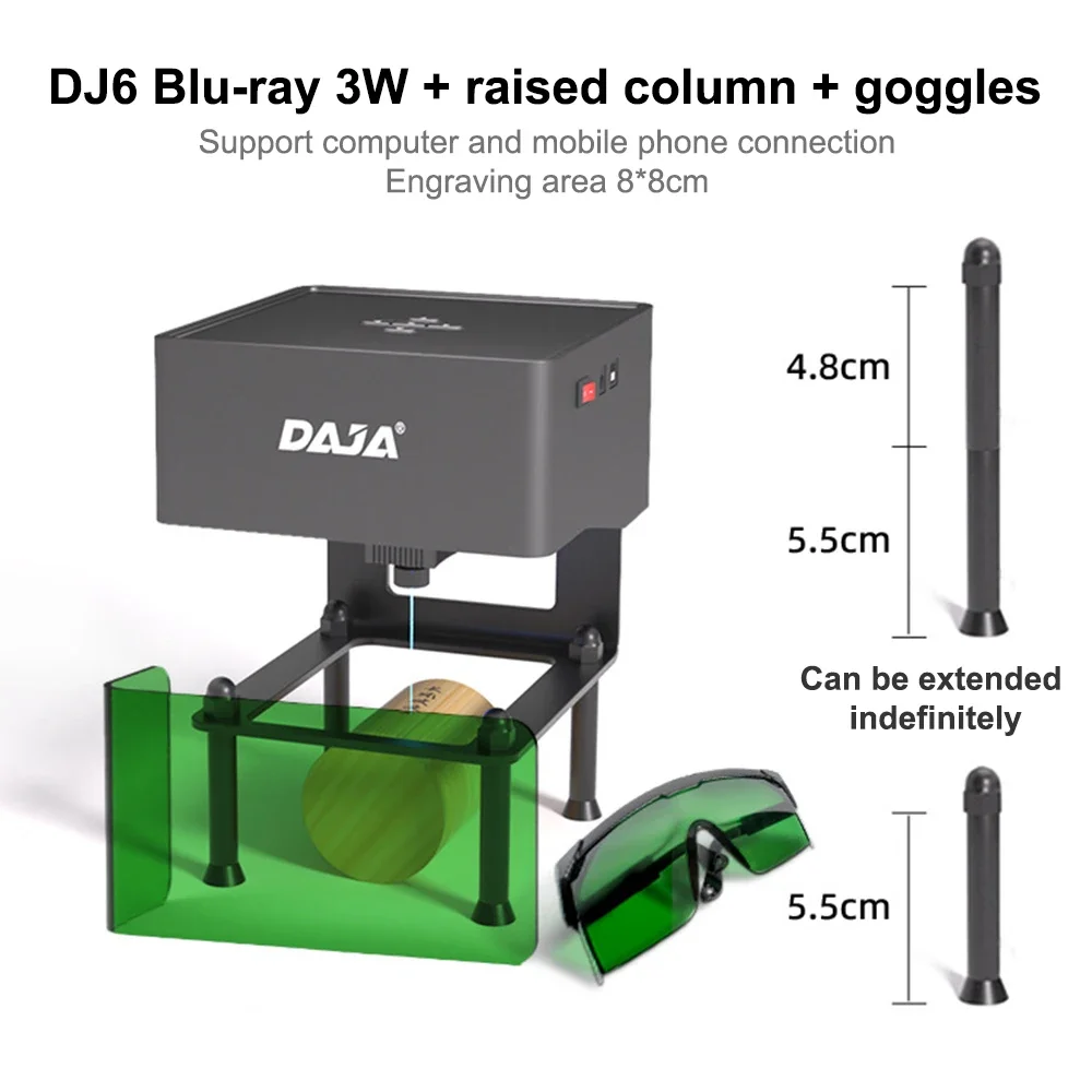 DAJA DJ6 Laser Engraver DIY 3000mw Mini Portable Laser Engraver CNC Fast Mini Logo Mark Printer Cutter Woodworking Wood Plastic