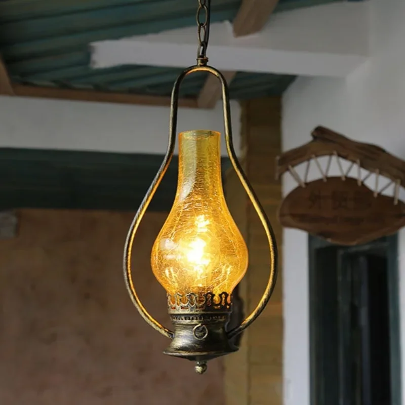 

LED Wabi Sabi Pendant Light Minimalist Retro Industrial American Kerosene Wall Lamp Restaurant Living Room Corridor Glass Lamp