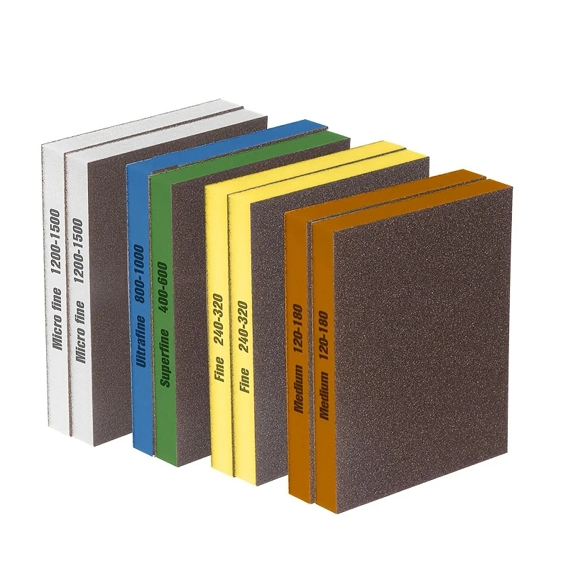 

8Pcs Double-Sided Sponge Sanding Pads, Portable for Car Polishing & Furniture, Grits: 120-180/240-320/500-600/800-1000/1200-1500