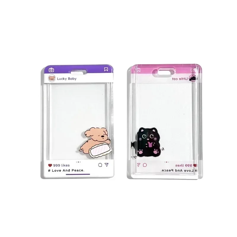Chic Sweet Cartoon Animal ID Bus Card Holder with Pendant Kawaii Family Friend Photocard Holder Cute Kpop Photocard Cover Case