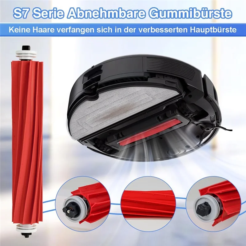 

A23F-Replacement For Roborock S7 Series S7+ S7 Maxv Ultra/S7 Pro Ultra,Spare Parts Include Main Roller Brushes,Side Brushes