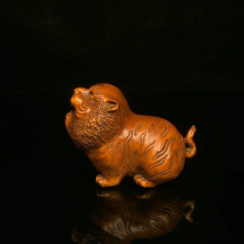 Hand Carved Wood roaring tiger Statue Figurine Desktop Ornaments Home Decoration Crafts Tea Pet Decor