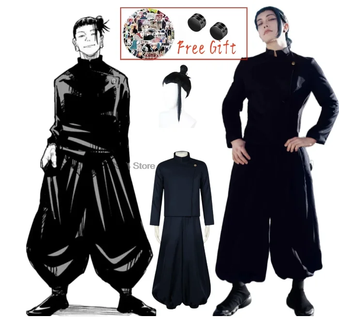 

Jujutsu Kaisen Geto Suguru Cosplay Anime Costume Black School Uniform Wig Suit Halloween Men Costumes Clothes Sticker Free Gift