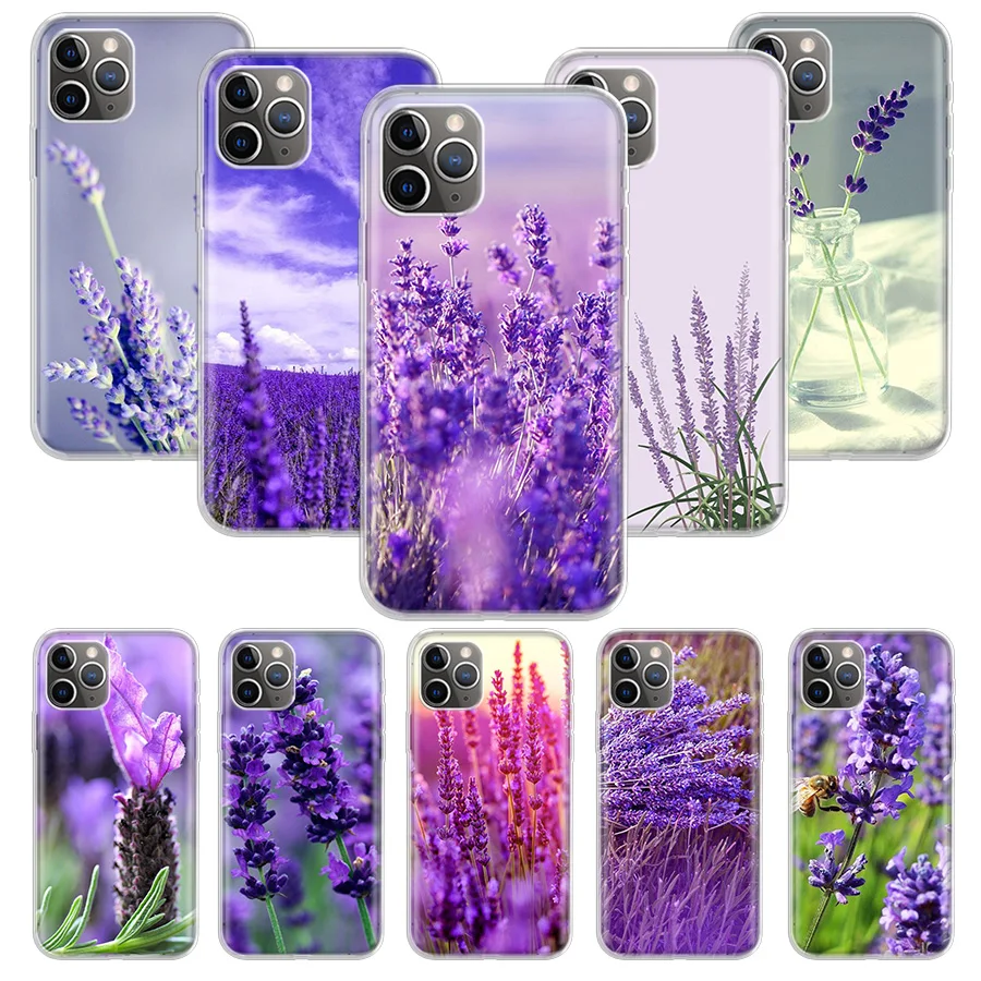 Simple lavender Purple flowers Phone Case For Apple iPhone 16 15 14 13 12 11 Pro Max XS XR X 7 + 8 Plus SE Soft Shell Cover Coqu