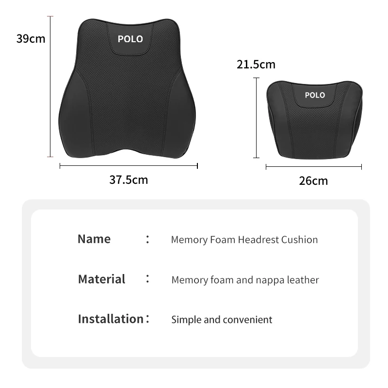 Car Headrest Neck Support Memory Cotton Lumbar Cushion For VW Passat Golf Tiguan Polo Scirocco Jetta CC T-ROC Touareg Touran