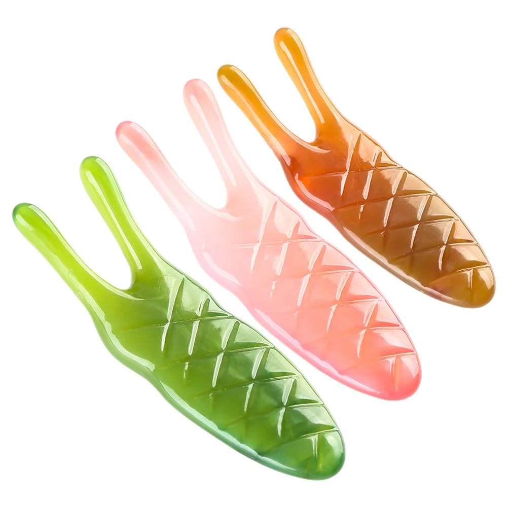 แท่งนวดหน้าเรซิ่น 3 ชิ้น สำหรับยกกระชับบริเวณจมูก เครื่องนวดหน้ากัวซาแบบพกพา ดูแลผิวหน้าด้วยมือ