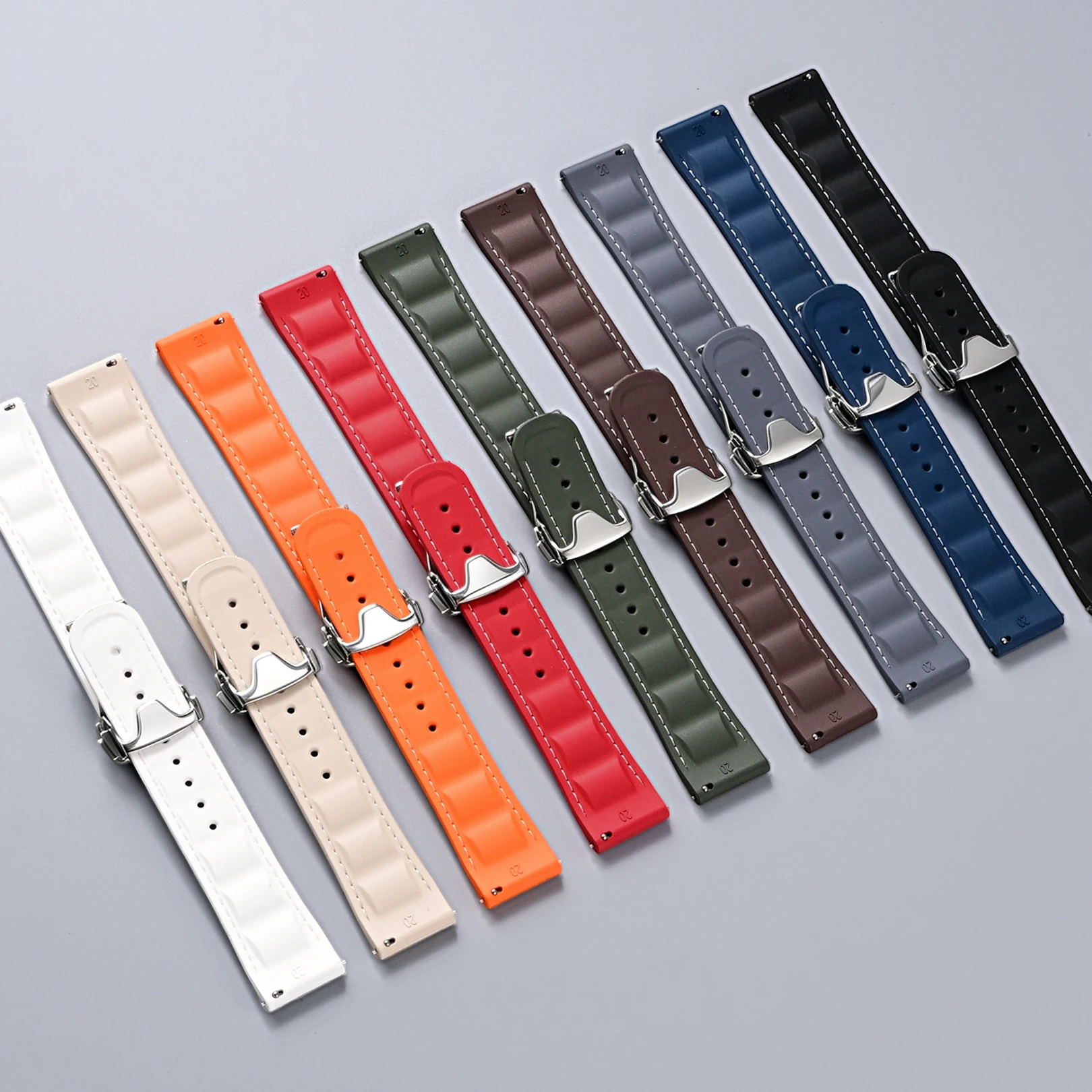 20mm 21mm 22mm  FKM Fluororubber Watch Strap For Omega Seamaster 150 Golden Needle Captain Golf Worldtimer Watchband