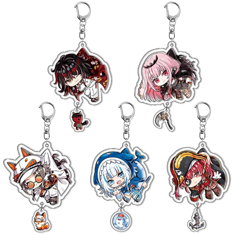 Nijisanji Keychain Cartoon Figure Mysta Rias Vox Akuma Houshou Marine Pendant Car Key Ring Gawr Gura Party Charm Fans Gift