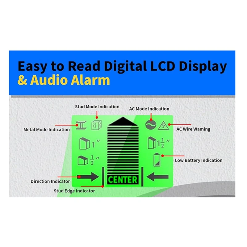 Pemindai dinding penemu kancing 5 dalam 1, pemindai Sensor Stud logam kayu dinding dengan layar LCD akurasi ditingkatkan