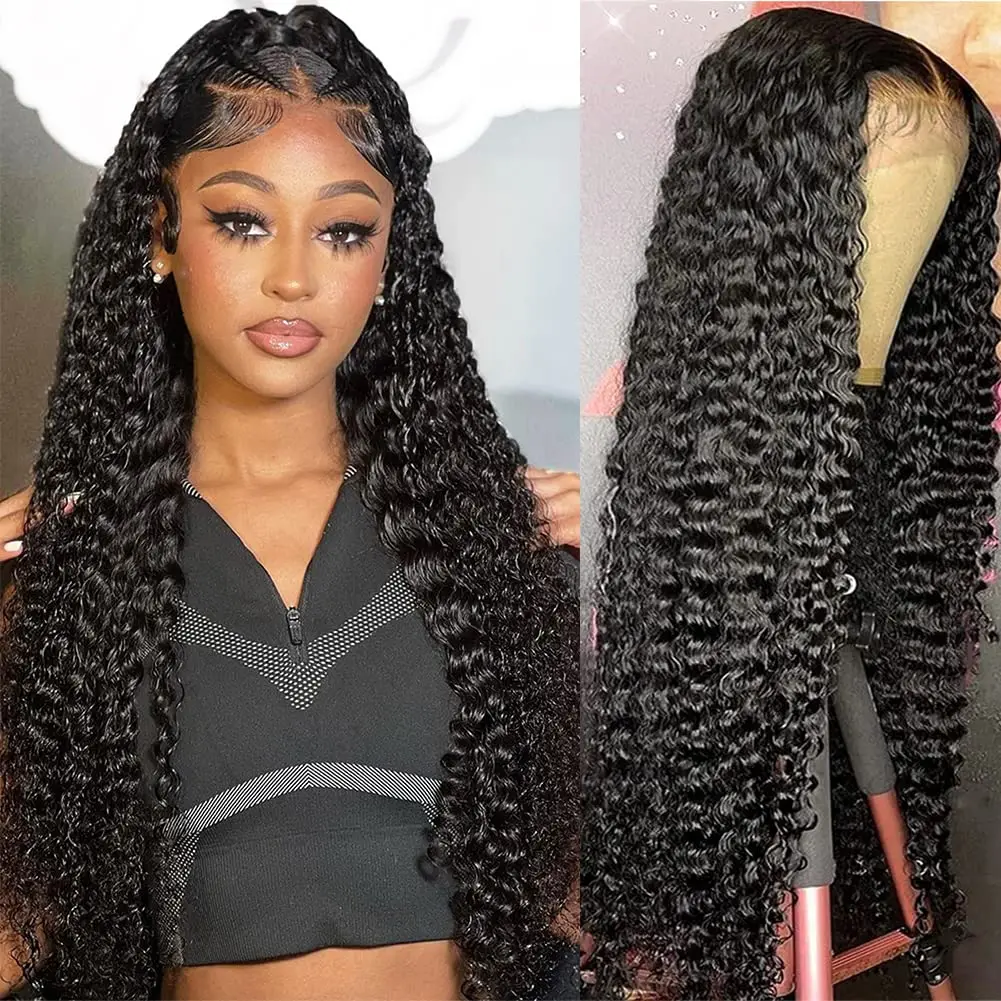 Deep Wave Frontal Wig 13x6 HD Lace Frontal Wig 30 32 34 36 Inch 13X4 Deep Curly Lace Front Wig Human Hair Lace Frontal Wig