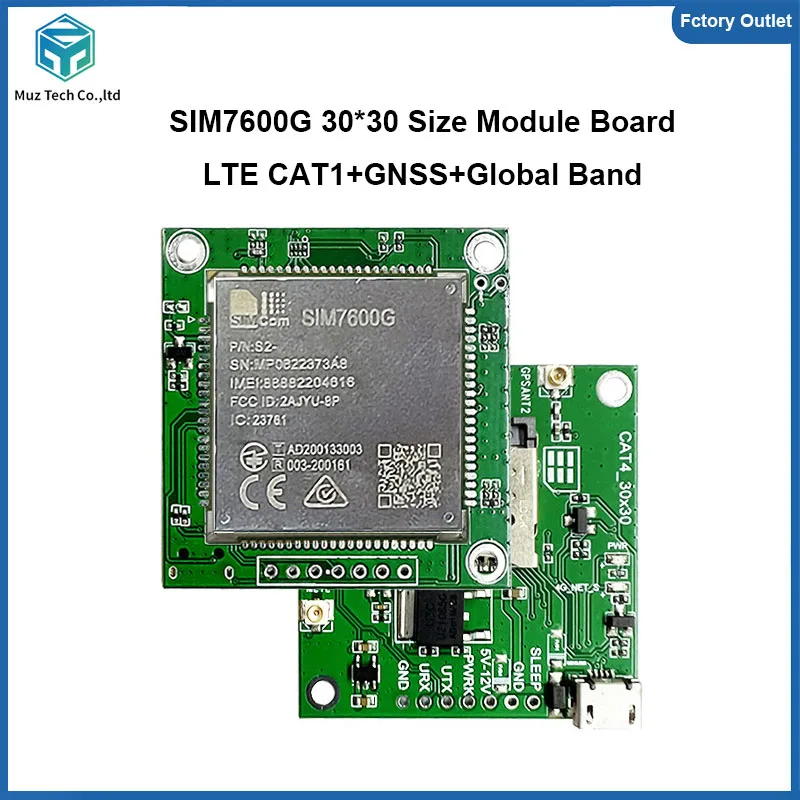 SIMcom SIM7600G Module Global Band Development Core Board 4G LTE CAT1 Module Support GNSS Single-row Needle Board Breakout Kit