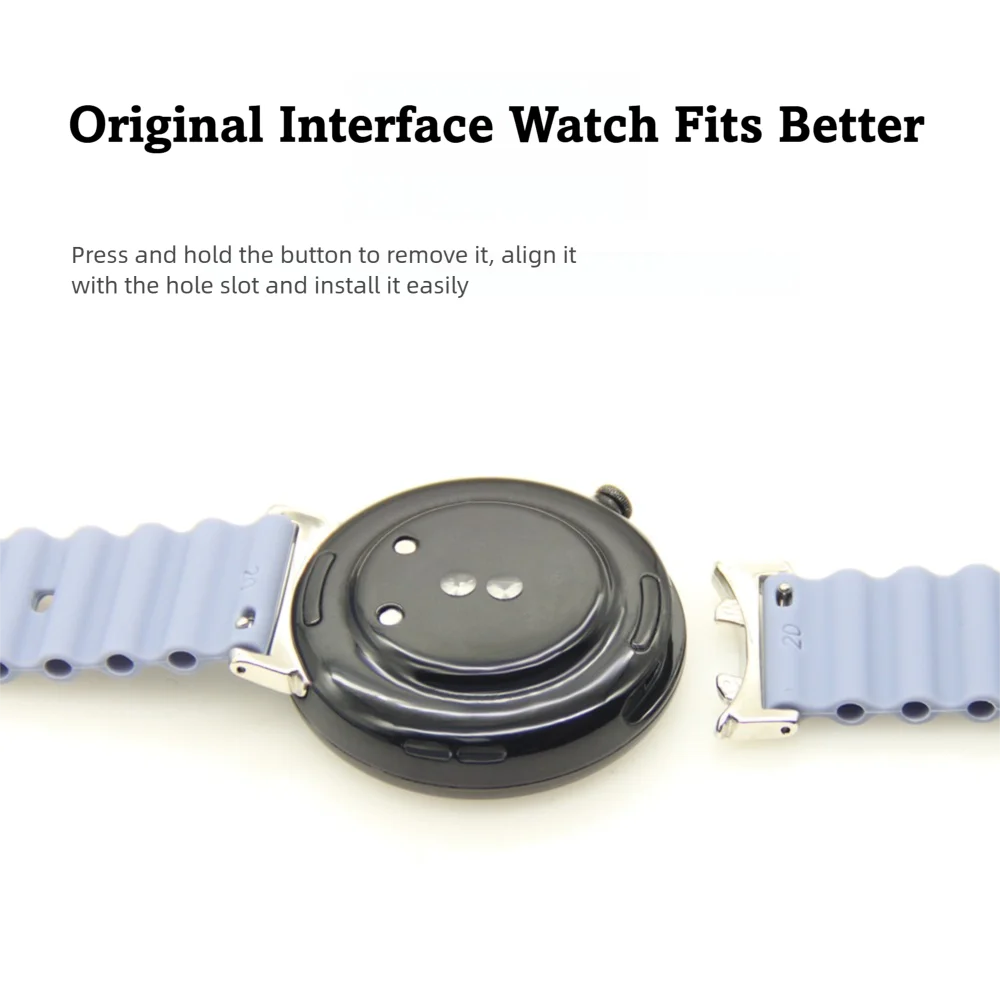 Pulseira de relógio de liberação rápida para relógio honor ajuste fivela de metal estilo onda oceano à prova dwaterproof água siliconesport smartwatch banda das mulheres dos homens