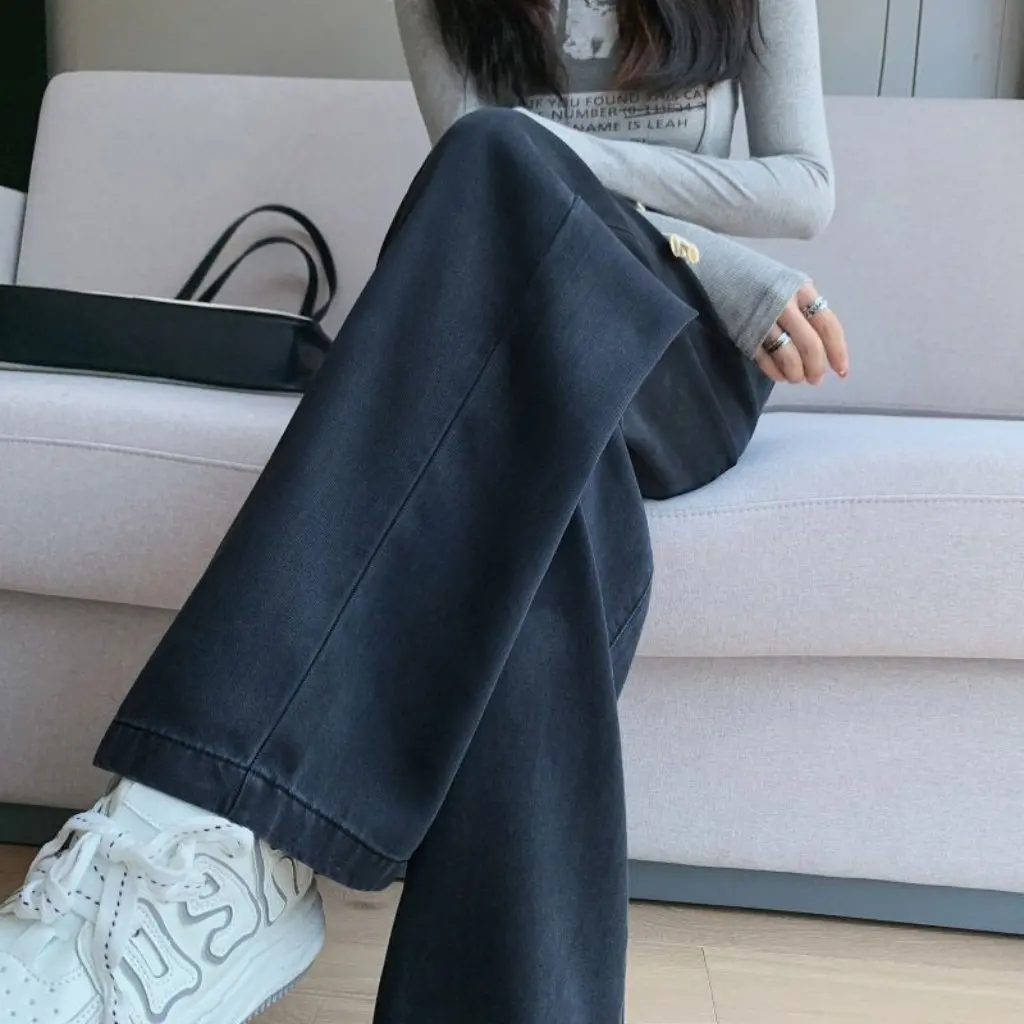 

Spring/Summer New Women's Straight Wide-Leg Jeans Lyocell Cotton Denim Casual Pants for Fashionable Wardrobe