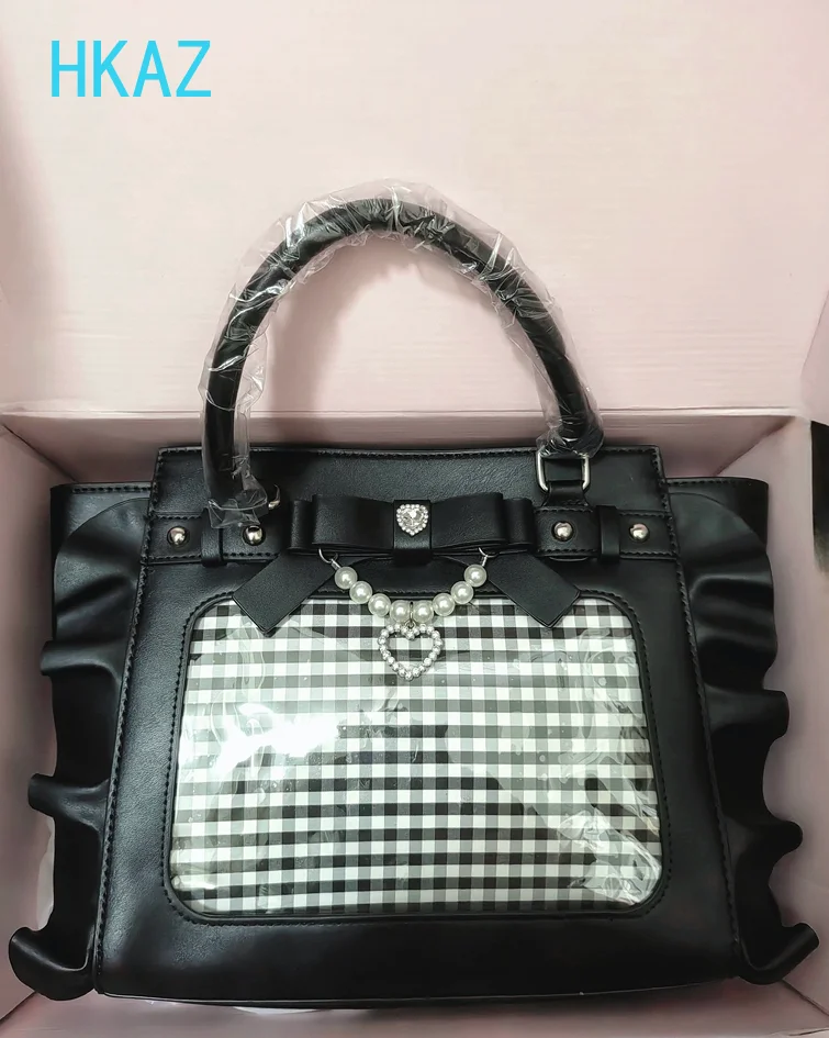 Handbags for Women Japanese Special Love Portable Messenger Bag Sweet Girls New Ruffle Edge Bow Beaded Shopping Cosmetic Bags