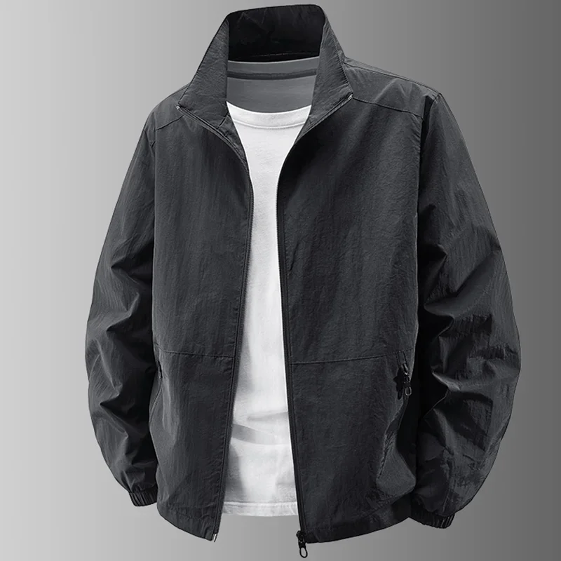 Herren Stehkragen-Jacke Frühling Atmungsaktiv Leicht Knitterfrei Windbreaker Outdoor Sport Freizeit Schnelltrocknende Arbeitsjacken – Detail 17