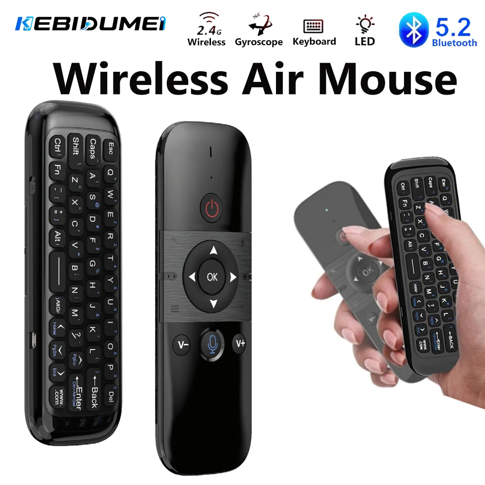 KEBIDUMEI Wireless Air Mouse Bluetooth 5.2 Mini Keyboard Voice Control Rechargeable Remote Control for Smart TV Android TV Box