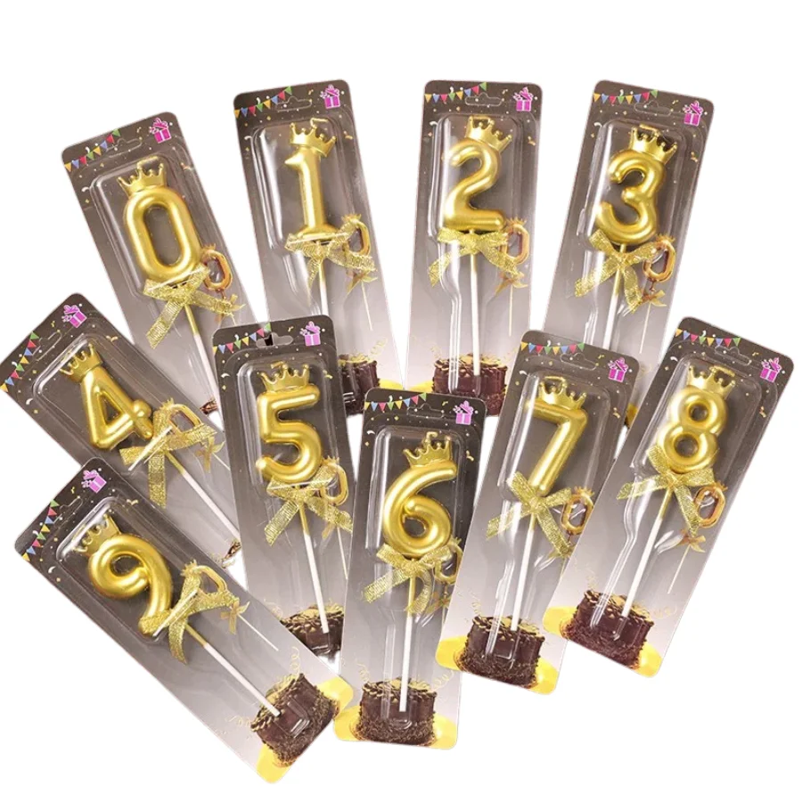 1PCS Krone Bogen Digitale Kerze 0-9 Champagner Gold Gold Silber Rosa Erster Geburtstag Kuchen Dekorierte Kerze – Detail 3