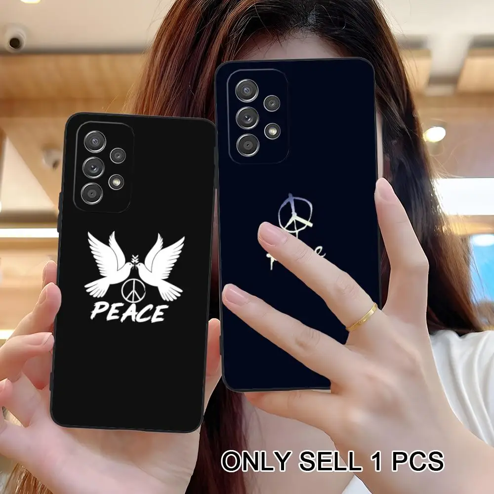 Cute Peace Love Phone Case for Samsung Galaxy A26 25 24 23 22 21 17 16 15 14 13 12 11 5G Soft TPU Shockproof Cover