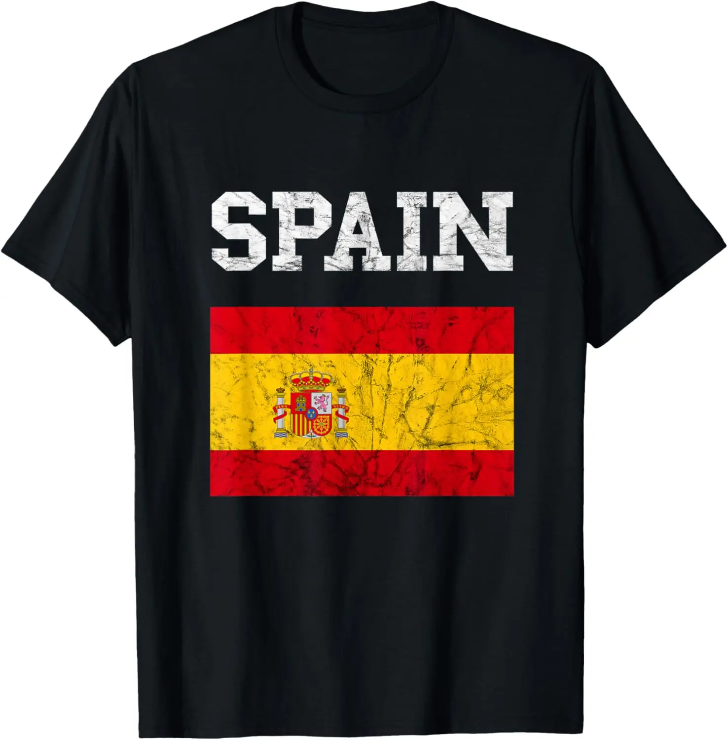 Spanish Flag Spain Holiday Espanol Espana Spaniard T-Shirt 100% Cotton Trendy Y2K Short-Sleeve Tee-Soft, Quick-Drying,