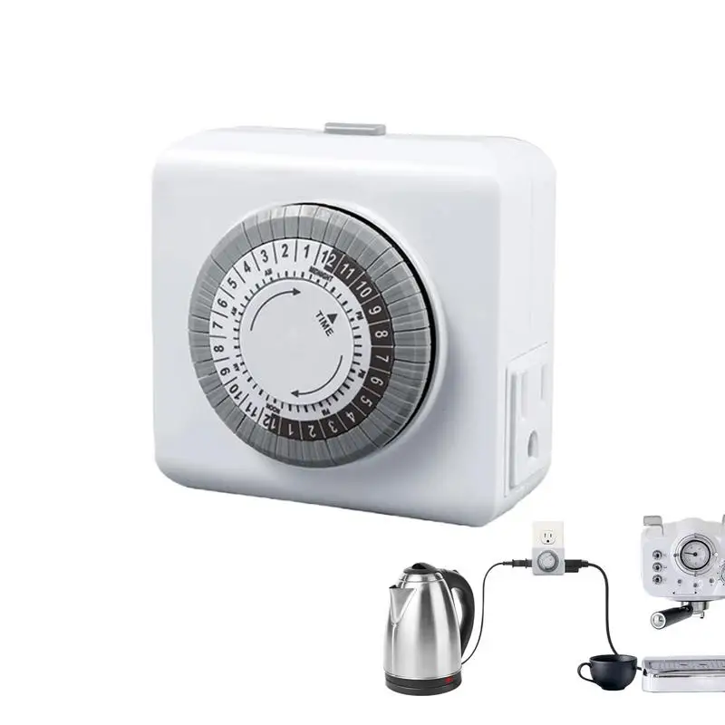 Mechanical Light Timer 24-Hour Indoor Outdoor Light Outlet Mechanical Timer Daily On/Off Cycle 30-Minute Intervals Outlet Timer