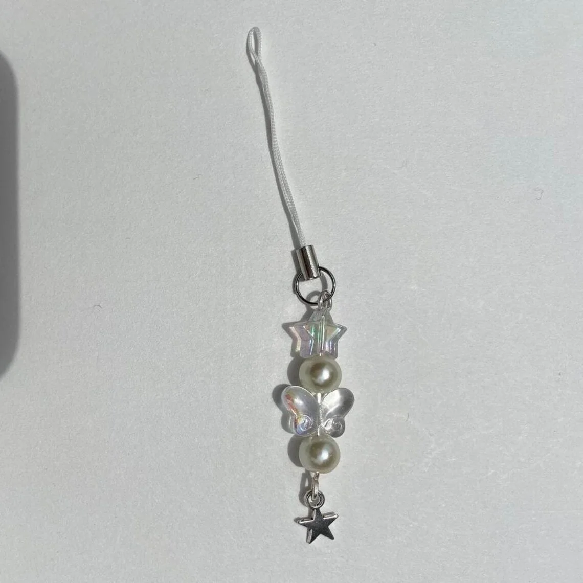 clear pearl butterfly phone charm