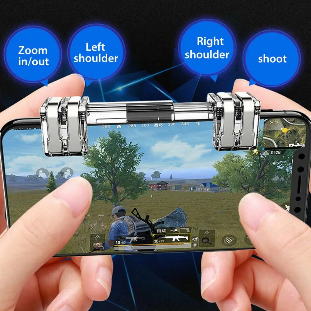 K9 Mobile Game Trigger per PUBG Phone Gaming 6 Finger Trigger Sensitive Shoot Phone Game Trigger L1 R1 Aim Keys Controller di gioco