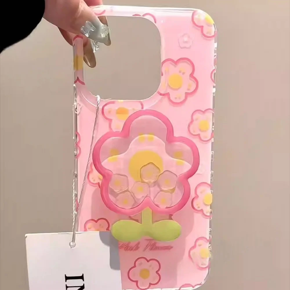 かわいい漫画クイックサンドシェイクフラワーGripTokグリップトックブラケット iPhone 15/16対応 汎用スマホリングホルダー スタンド