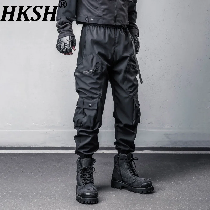 

HKSH весна осень новые мужские темные уникальные функциональные брюки-карго с несколькими карманами шикарные универсальные комбинезоны в стиле сафари HK11921