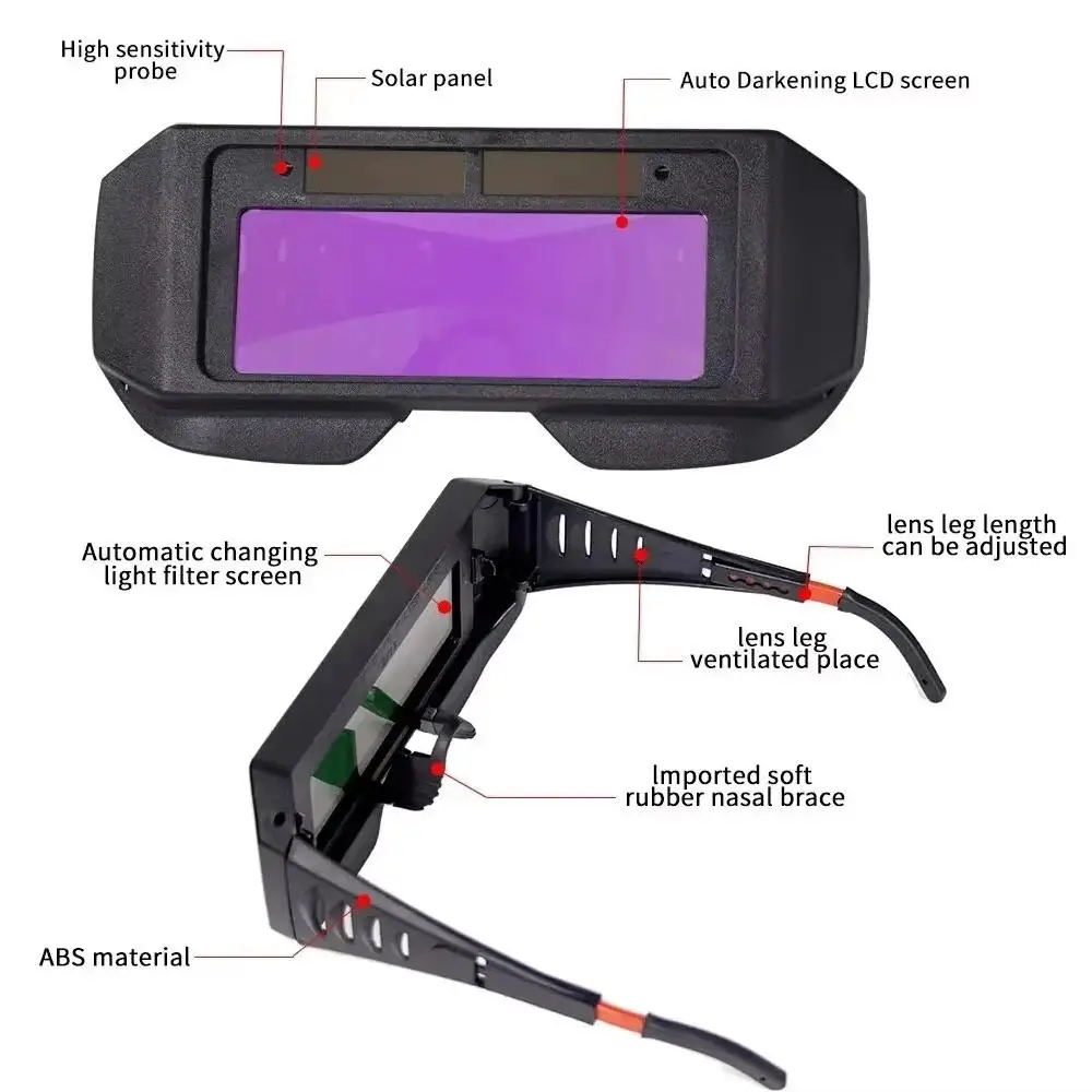 Gafas de soldadura soldadura por arco de argón, gafas de seguridad con oscurecimiento automático Solar, gafas de soldadura, herramienta protectora para soldador