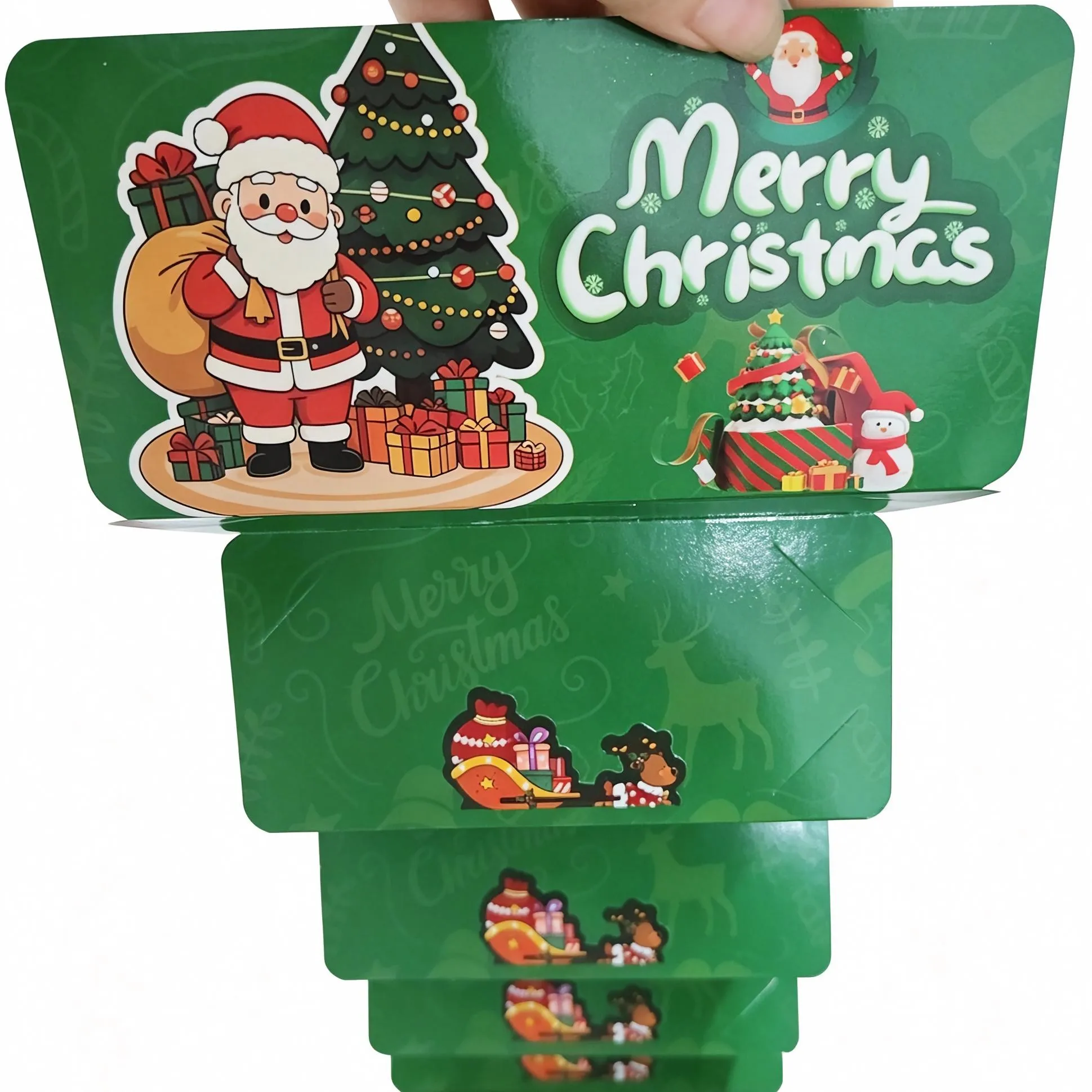 1 Green Christmas Gift Red Envelope, Hangable Red Envelope, Christmas Greeting Card, Christmas Tree Decoration Red Envelope, 10-Card Slot Christmas Red Envelope Decoration
