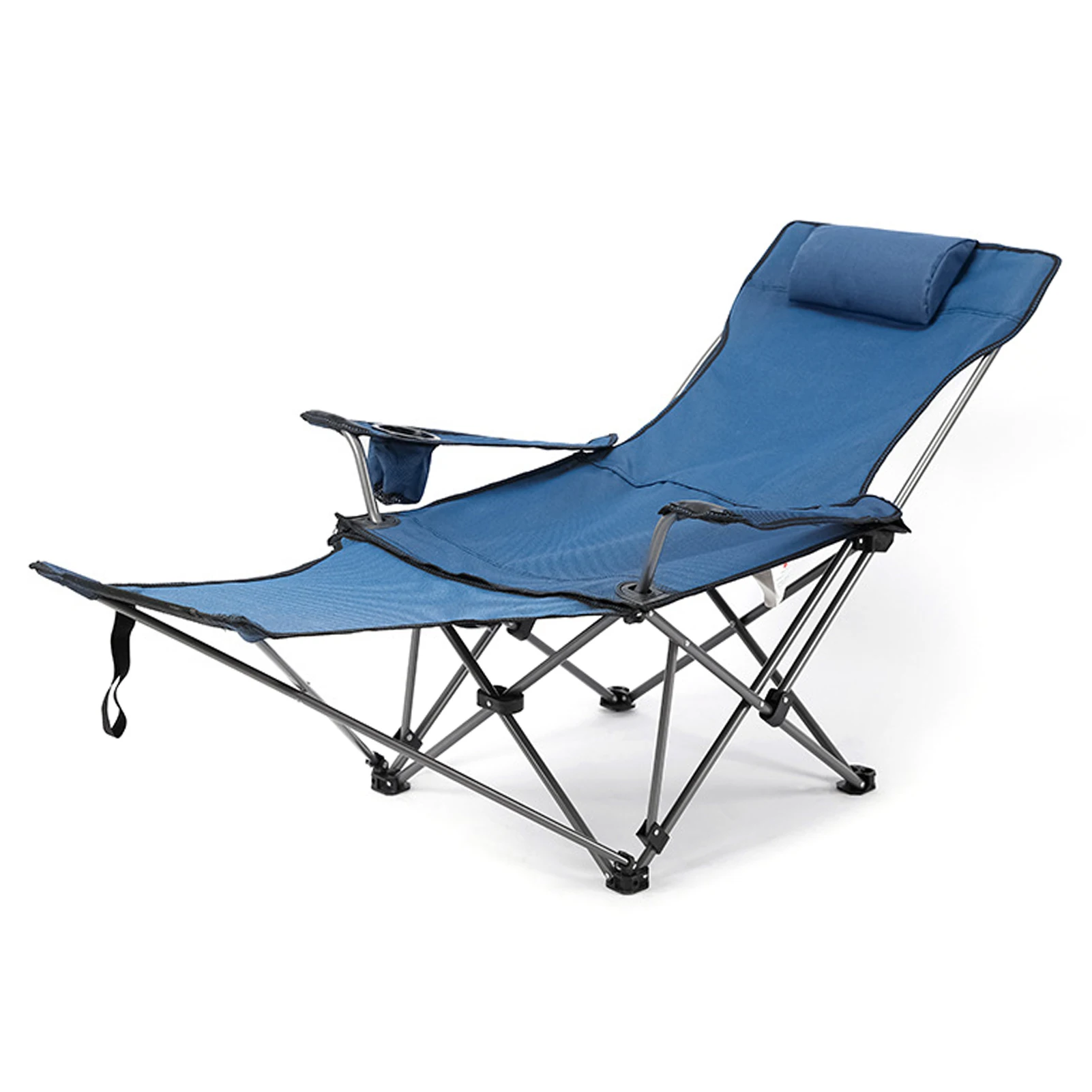 2 in 1 Folding Camping Chair Portable Adjustable Reclining Lounge Chair with Removable Footrest for Camping Fishing Picnics