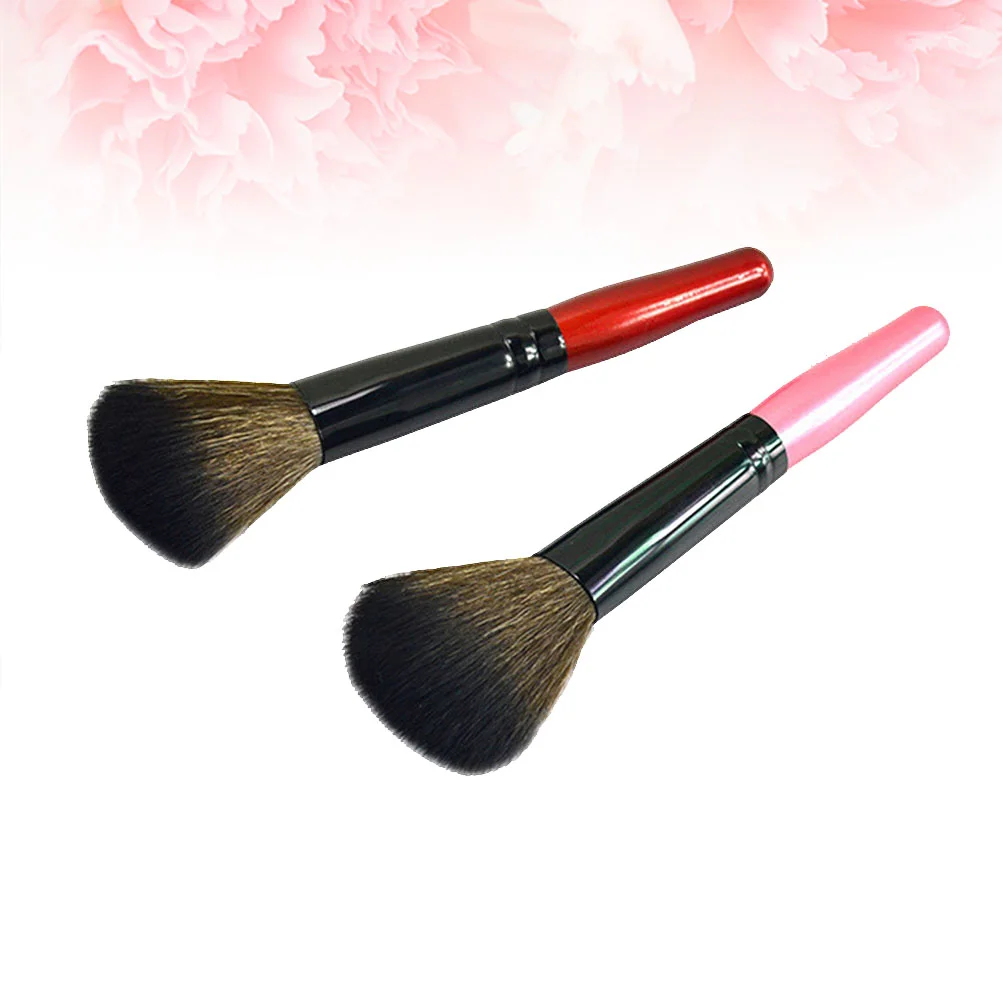 2pcs Professional Nylon Makeup Set Long Handle Cosmetics Brush Premium Powder Blush Brush Kit for Woman Lady