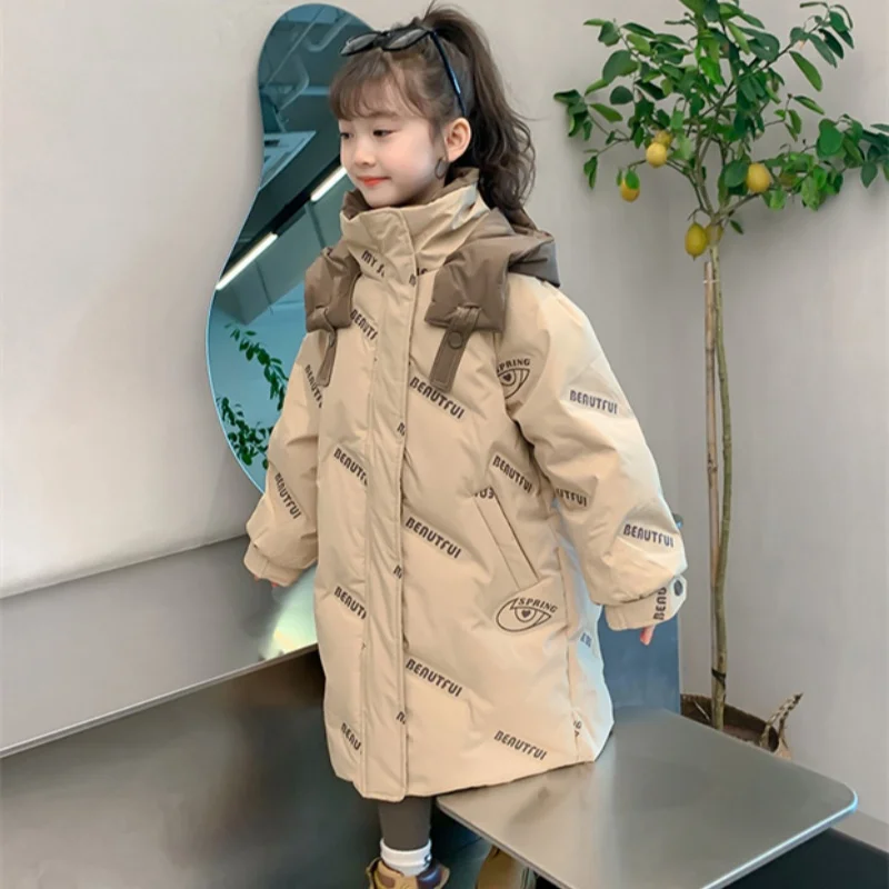 Girls Down and cotton Jacket Windbreak Outerwear 2024 Beautiful Winter Autumn Warm Cotton Christmas Gift Children's Clothing