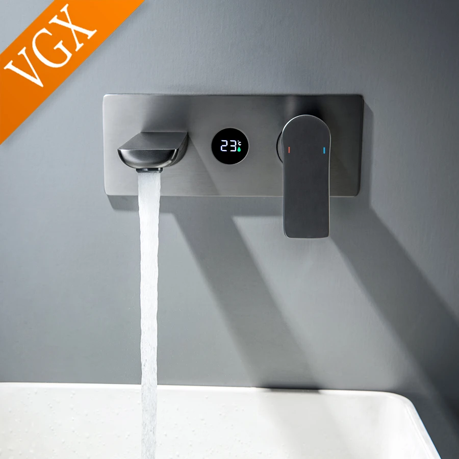 VGX Grifos de lavabo ocultos Cartucho integrado Mezclador de lavabo Grifo de baño Grifo de lavabo gourmet Grifo de agua fría y caliente Latón