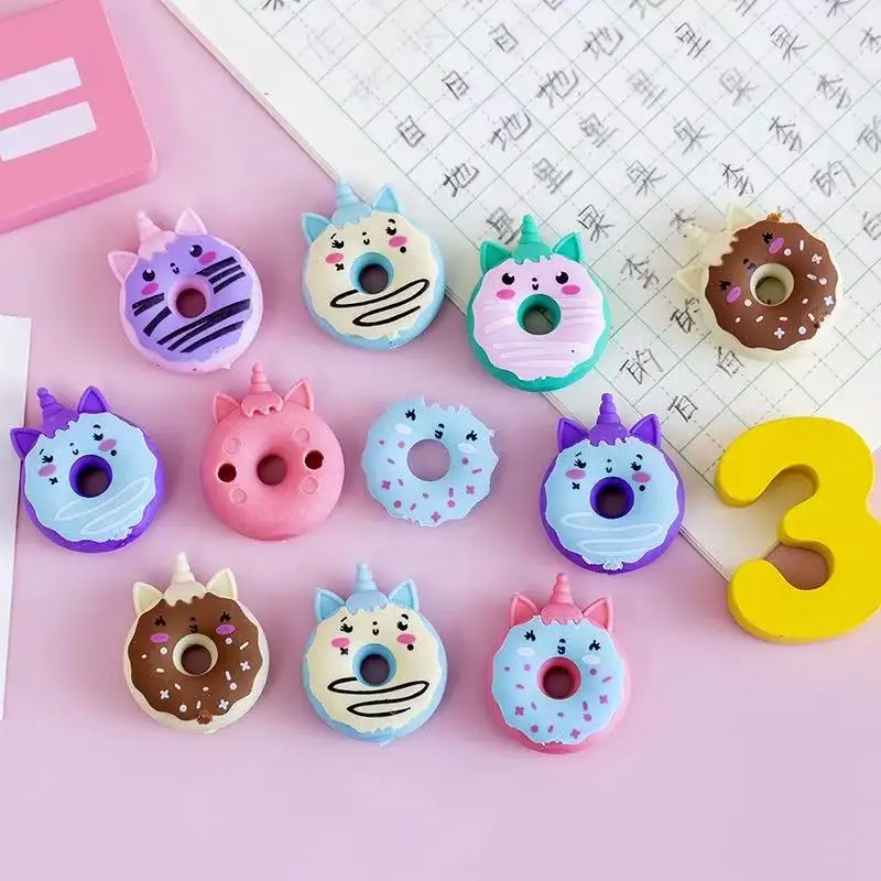 Gift Wholesale Donut Shape Eraser Cute Creative Childrens Learning Stationery Kindergarten Elementary School Kawai Eraser Lovely