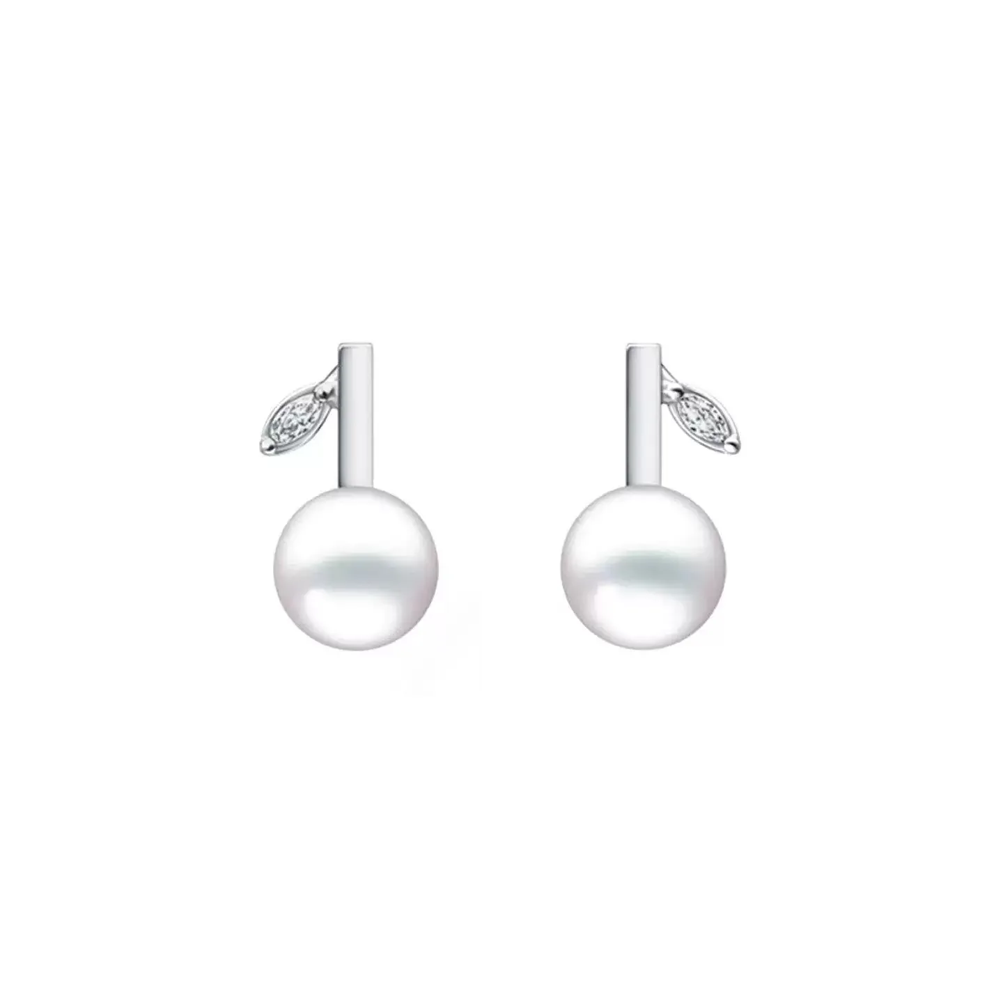 t-home-natural-sea-water-pearl-earrings-yang-ziyi-spring-festival-luxury-925-silver-leaf-cherry-women's-fashion-jewelry