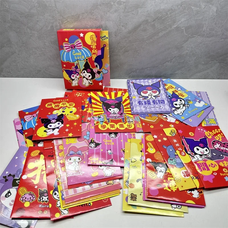 36Pcs/Lot  2025 Sanrio Snake Year Red Envelope Cinnamoroll Mymelody Kuromi Pom Pom Purin Pochacco Best Wishes Red Pocket Gift