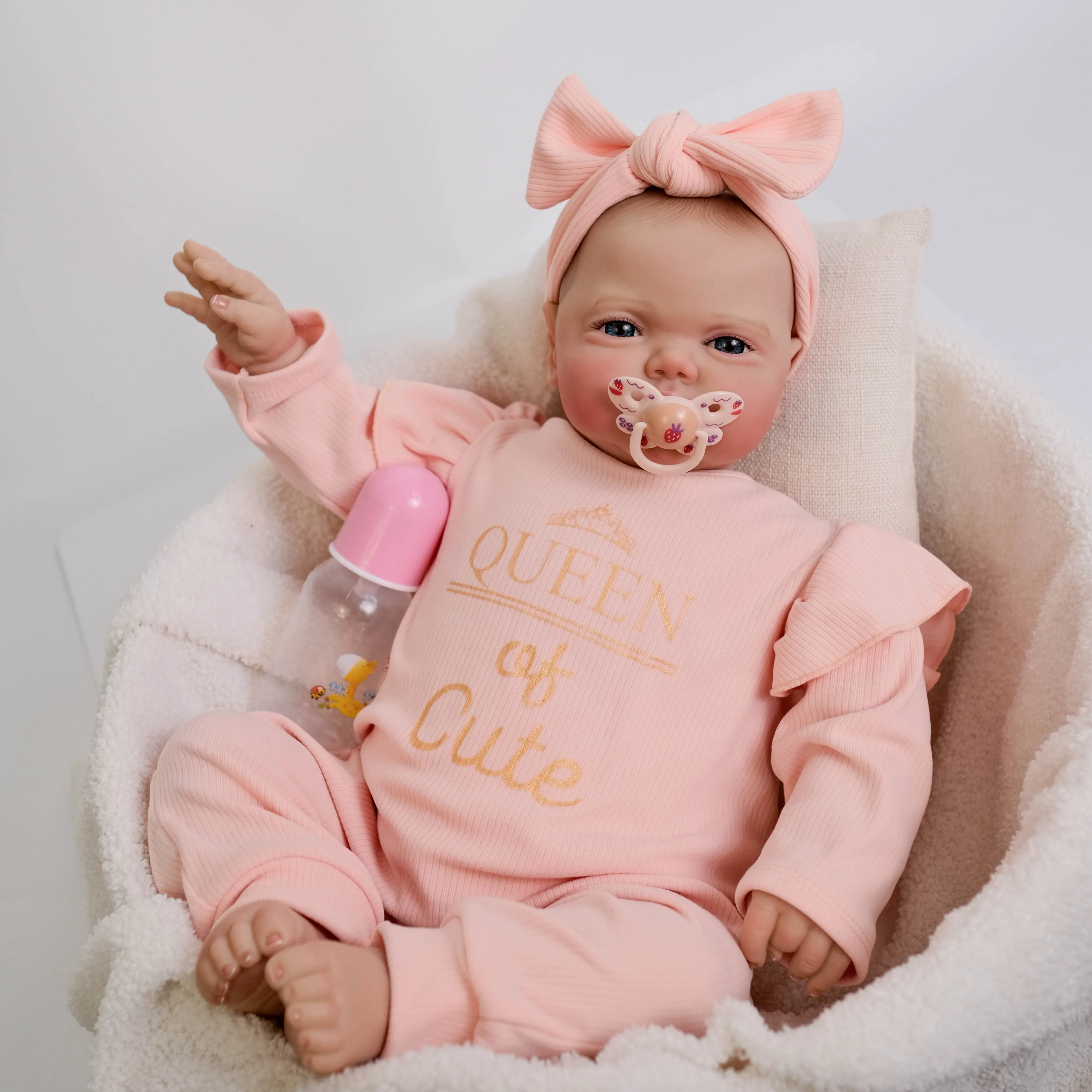 SINO-BB 24inch Soft Body Awake Pickle Reborn Baby Toddler Doll Lifelike 3D Painting with Visible Veins High Quality Doll