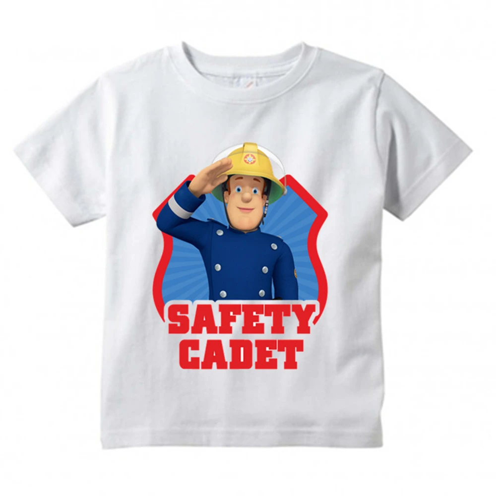 2024 Cartoon Firefighter Theme Summer Round Neck Boys and Girls' Clothing Fashion Cool Comfortable Casual T-shirt