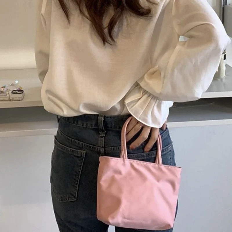 Cute Mini Women Pink Shopping Bag Fashion Mobile Phone Bag Lady Purse Small Casual Solid Color Handbag Bolso Grande Mujer 2023