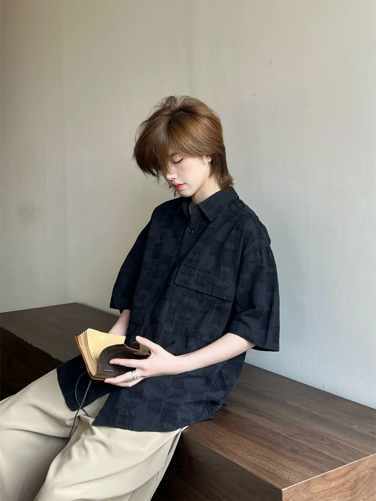 

Ja1 Never Stay up Late Рубашка в китайском стиле с коротким рукавом, свободного кроя, унисекс, хлопковая, повседневная, удобная, модная